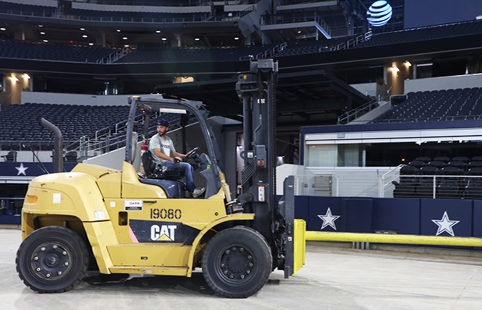 Cat Forklift in Cowboys' stadium