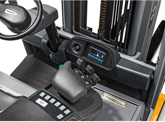 Close up of the Jungheinrich forklift controls