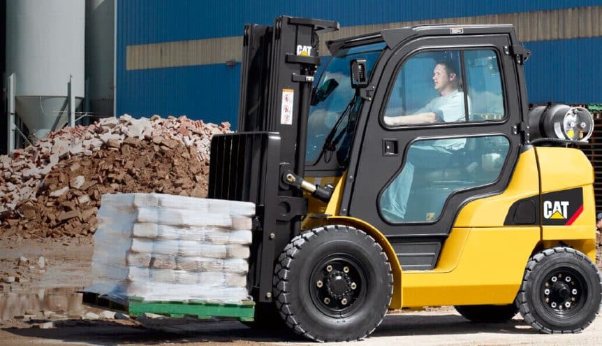 Cat Forklift outside